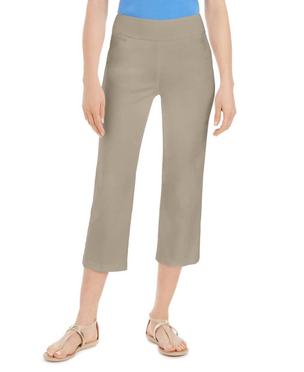 NEW CHARTER CLUB LUXURY women's pull on crop pants in sedona dust